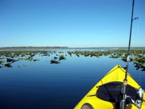 Kayak fishing on Orange Lake