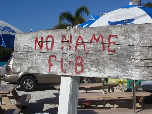 The sign at No Name Pub sets the tone.