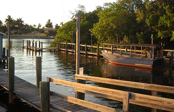 The dock at Cap's Place Island Restaurant, Lighthouse Point