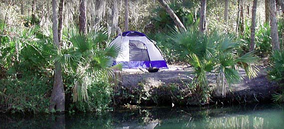 Tent campsite at Wekiva Falls.