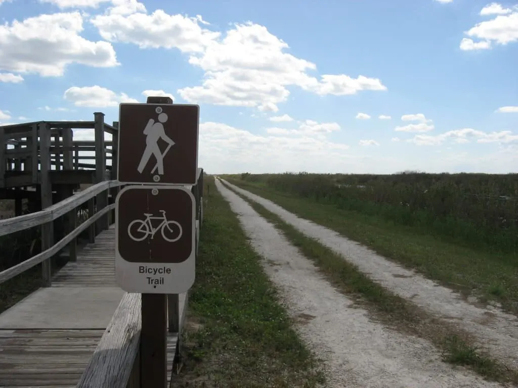 Bike trail atop levee at Loxahatchee National Wildlife Refuge