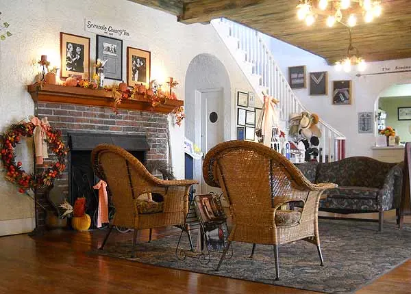 Historic restaurants in Florida: The lobby of the Seminole Inn has a feel for the past.