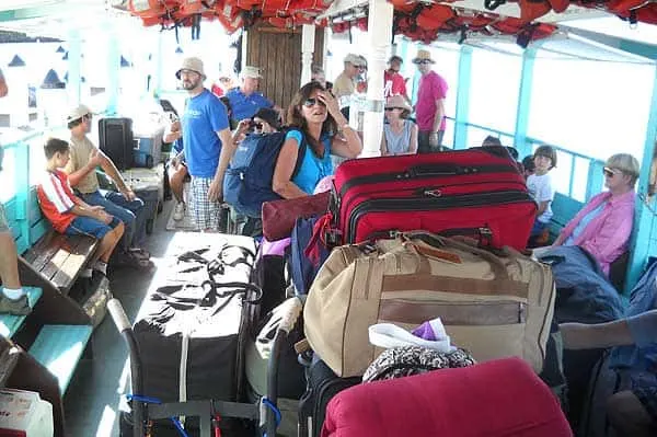 Gear is piled high on the Tropic Star ferry to Cayo Costa State Park. (Photo: Bonnie Gross)