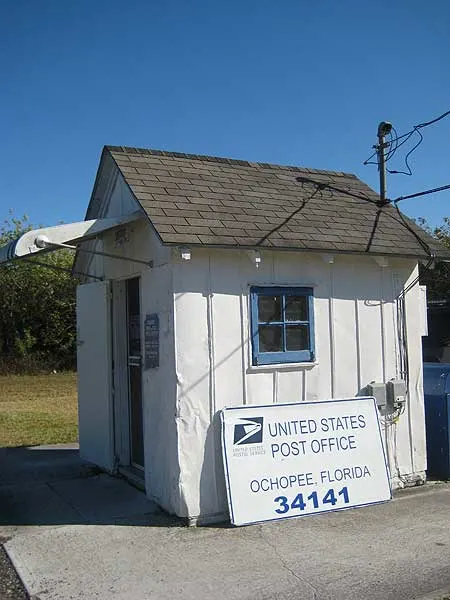 Exterior of the Ochopee, Florida, post office, smallest in the US