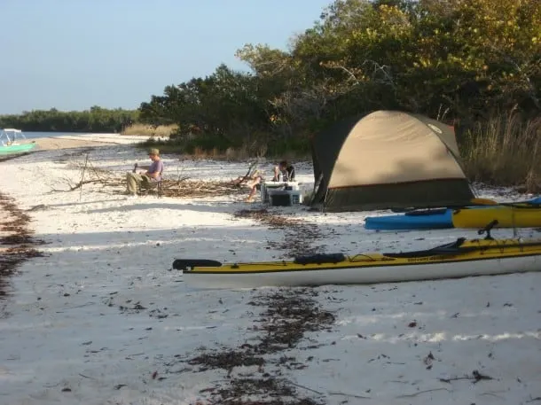Our campsite on the beach at Panther Key