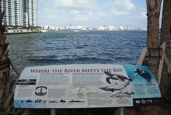 Sign at Miami Circle Park on Miami River