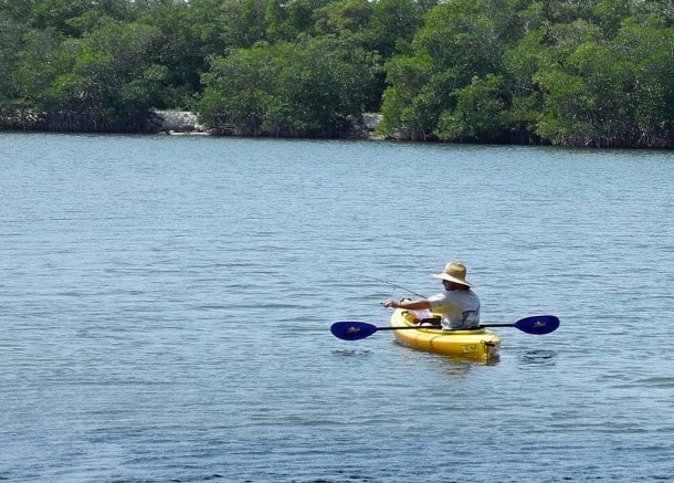 Kayak fishing on Hutchinson Island