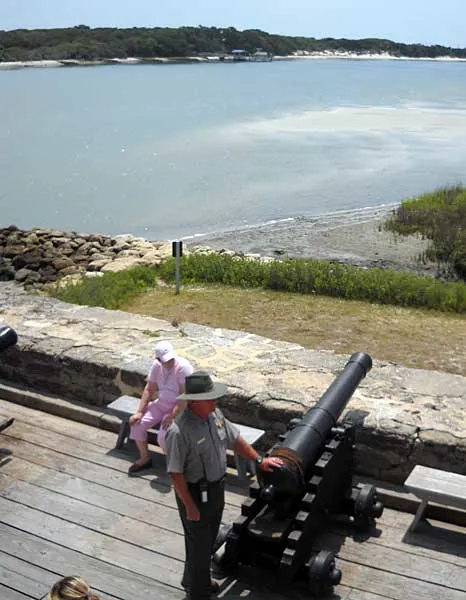 Ranger on gun deck at Fort Matanzas near St. Augustine