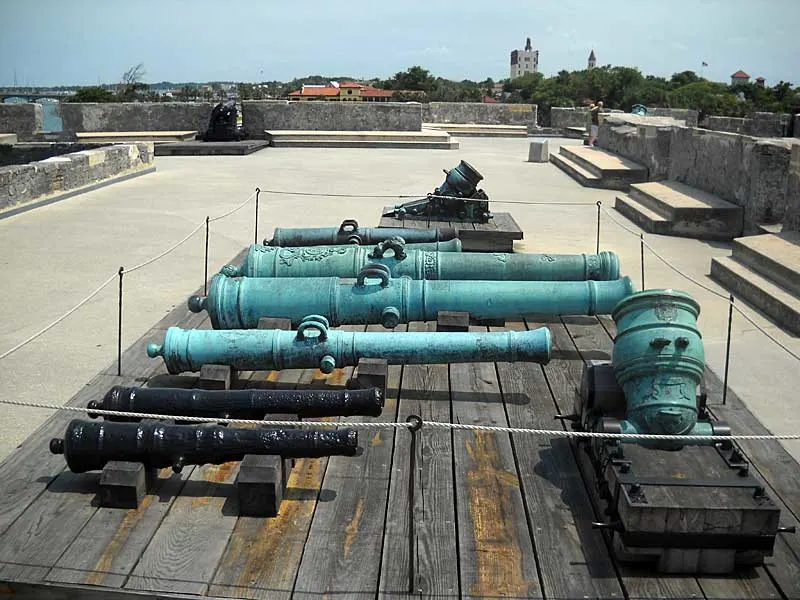 St. Augustine fort cannons. Castillo de San Marcos