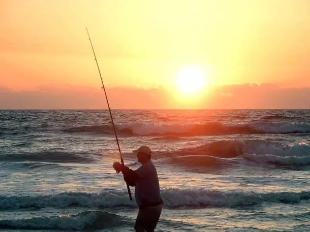 Fishing from shore in New Smyrna Beach