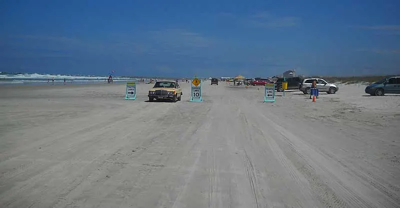 Driving on the beach in Daytona Beach, Florida near the Ponce Inlet