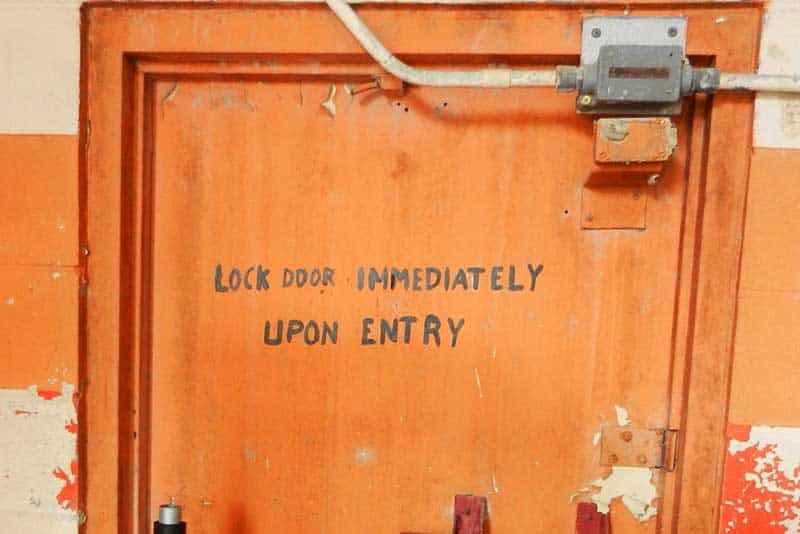 Lock door message at Nike base Everglades National Park