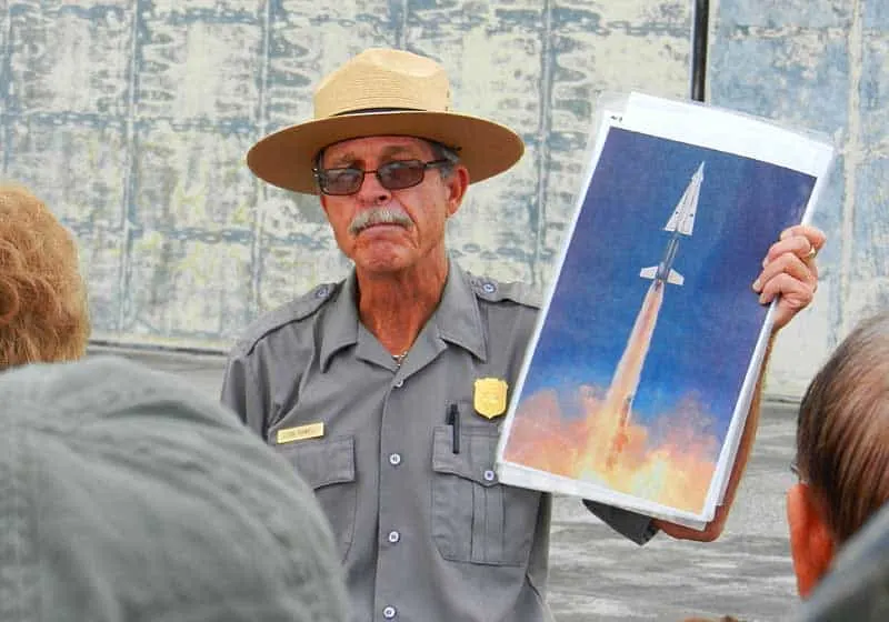 Ranger Howell with photo of Nike missile launch