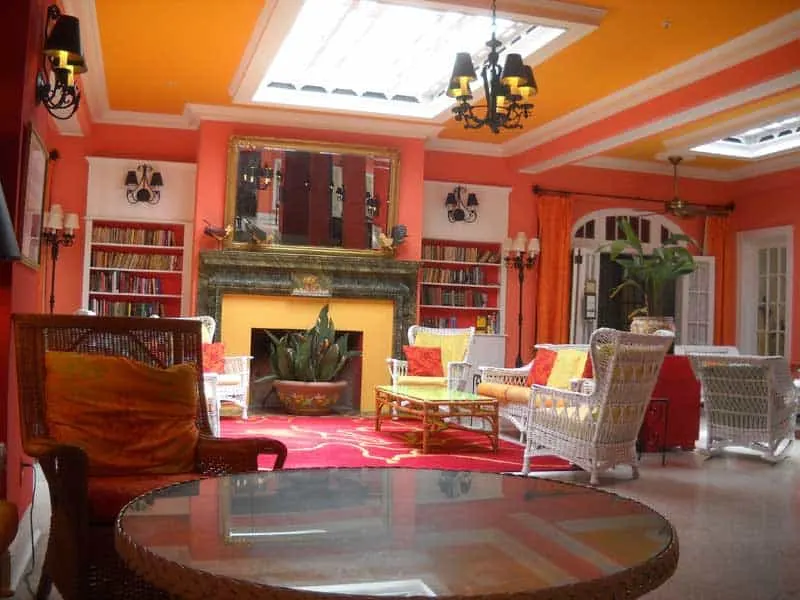 Things to do in Delray Beach: Lobby of historic Colony Hotel in Delray Beach. The same family has owned the hotel since 1935. The open-air lobby still isn't air conditioned. (Photo: Bonnie Gross)