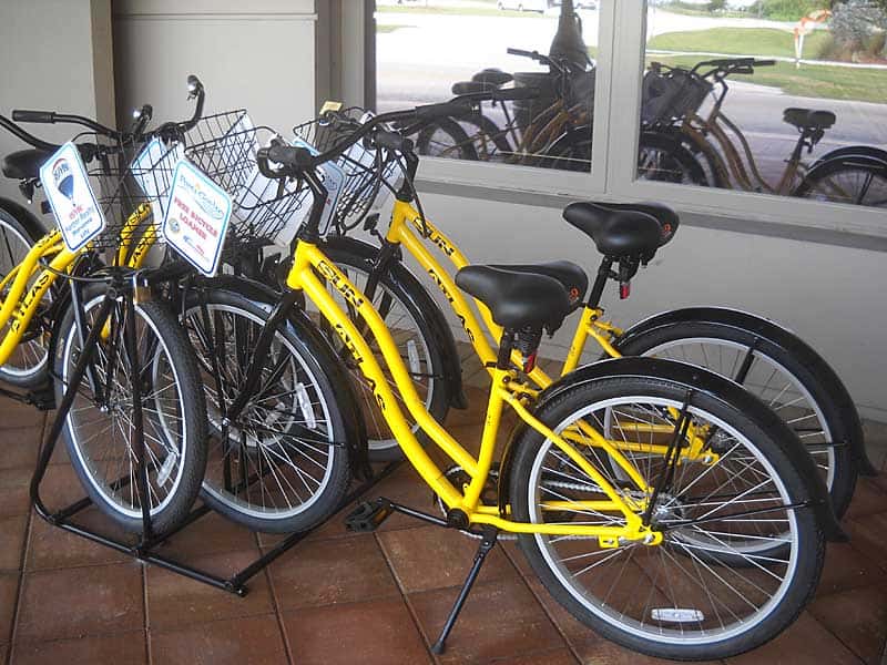 Things to do in Punta Gorda: Yellow bikes are free to borrow. (Photo: Bonnie Gross)