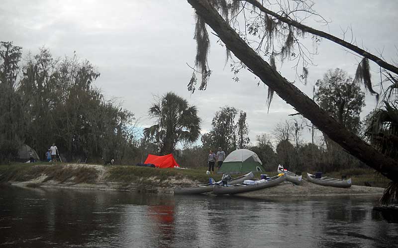 Camping on Peace River, Florida, canoe trip