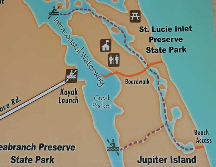 Kayak trail map for St. Lucie Inlet Preserve State Park