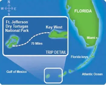 Sea route to Fort Jefferson from Key West