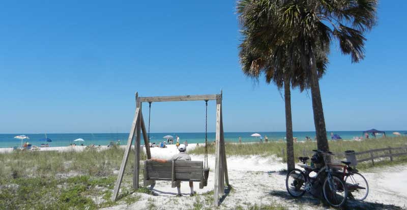 Honeymoon Island beach: The beach at Honeywood Island State Park has a few swings and picnic tables with beautiful views. (Photo: Bonnie Gross)