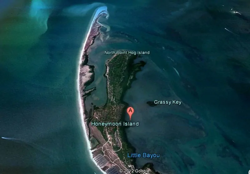 Northern end of Honeymoon Island from Google Earth