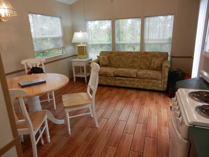 Jonathan Dickinson State Park cabin living room