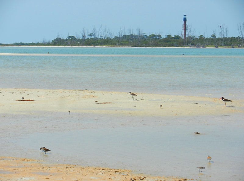 Anclote Key and lighthouse from adjoining sandbar