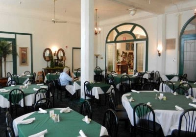 Dining room of historic Hotel Jacaranda in Avon Park