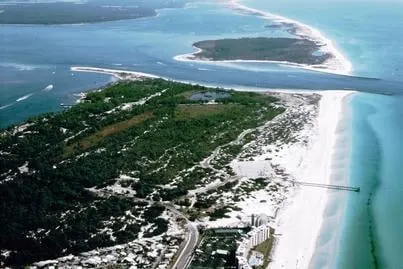 Aerial view of Florida's St. Andrews State Park.