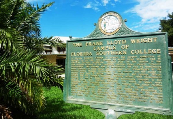 Historic marker Frank Lloyd Wright Florida Southern College campus