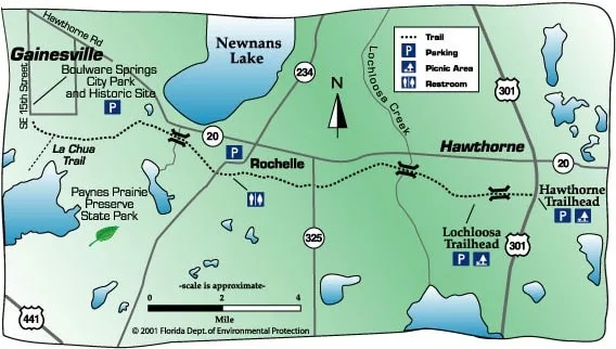 Map of Gainesville-Hawthorne State Trail
