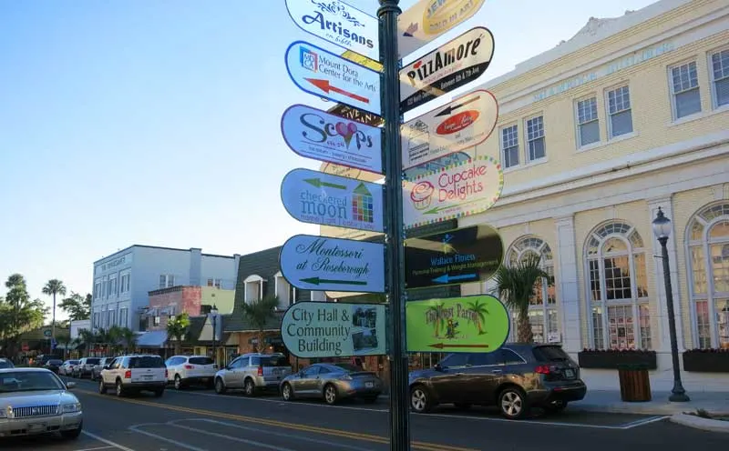 Downtown Mount Dora is lined with shops and cafes.
