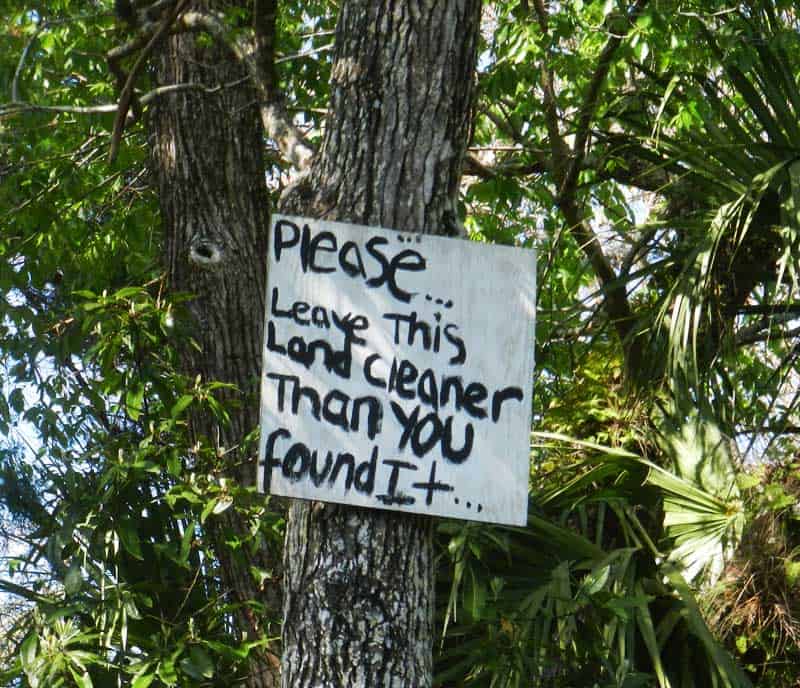 A primitive campsite along the Chassahowitzka was clean and litter-free, perhaps because of the sign.