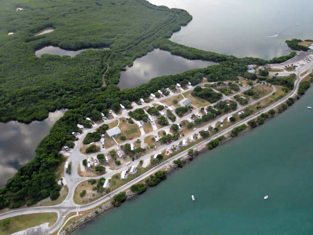 Aerial photo of campground at Sebastian Inlet State Park.