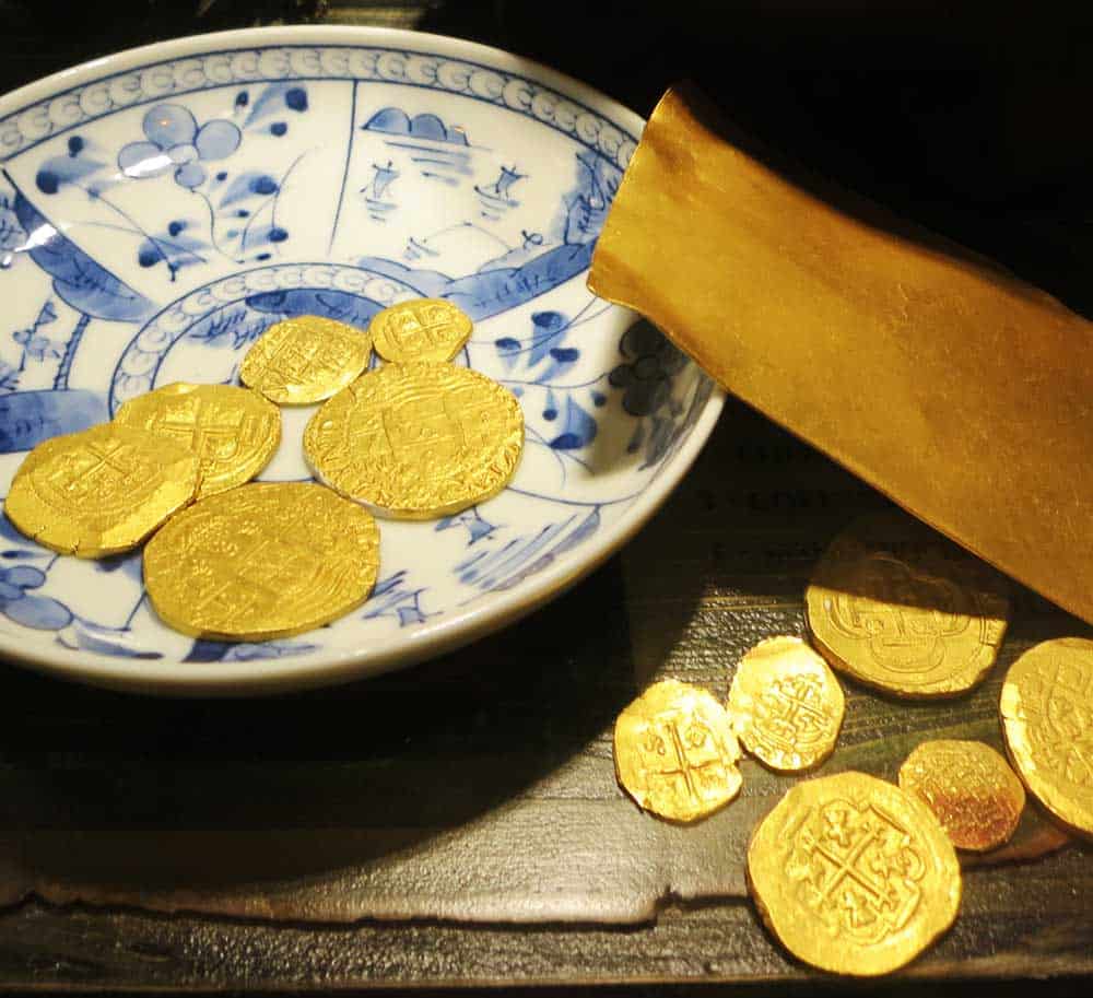 Gold coins at the St. Augustine Pirate Museum.