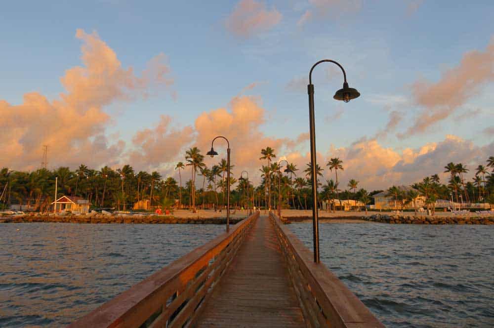 The list of things to do in Islamorada starts with admiring the sea and sky. This is dawn at the pier at the Islander Resort, a classic Islamorada hotel. 