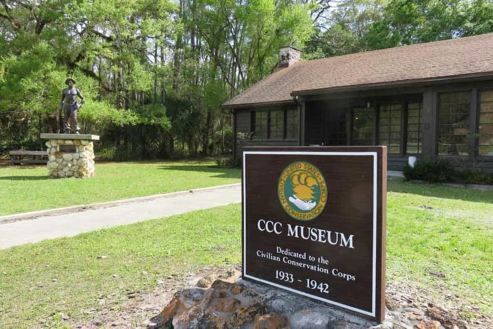 Exterior of Civilian Conservation Corps Museum at Highland Hammock State Park.