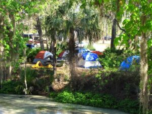 tent sites on the spring run at Wekiva Falls