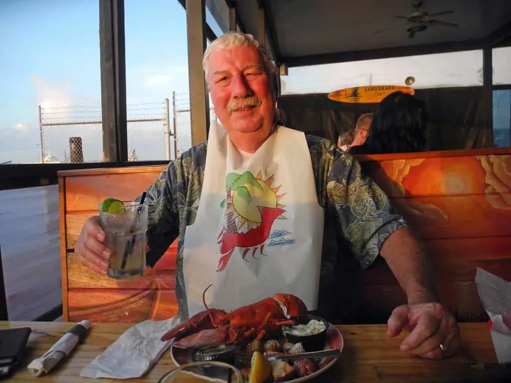 Bob Rountree enjoys lobster at the Baja
