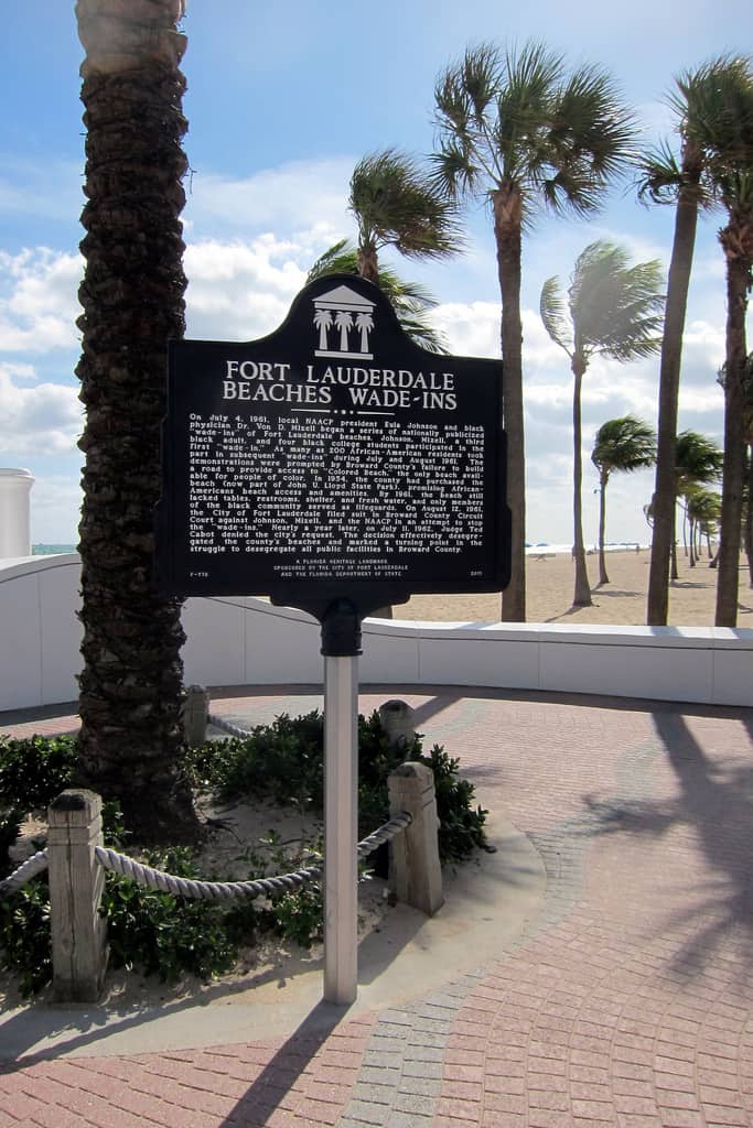 fort lauderdale beach wade--ins commemorative marker