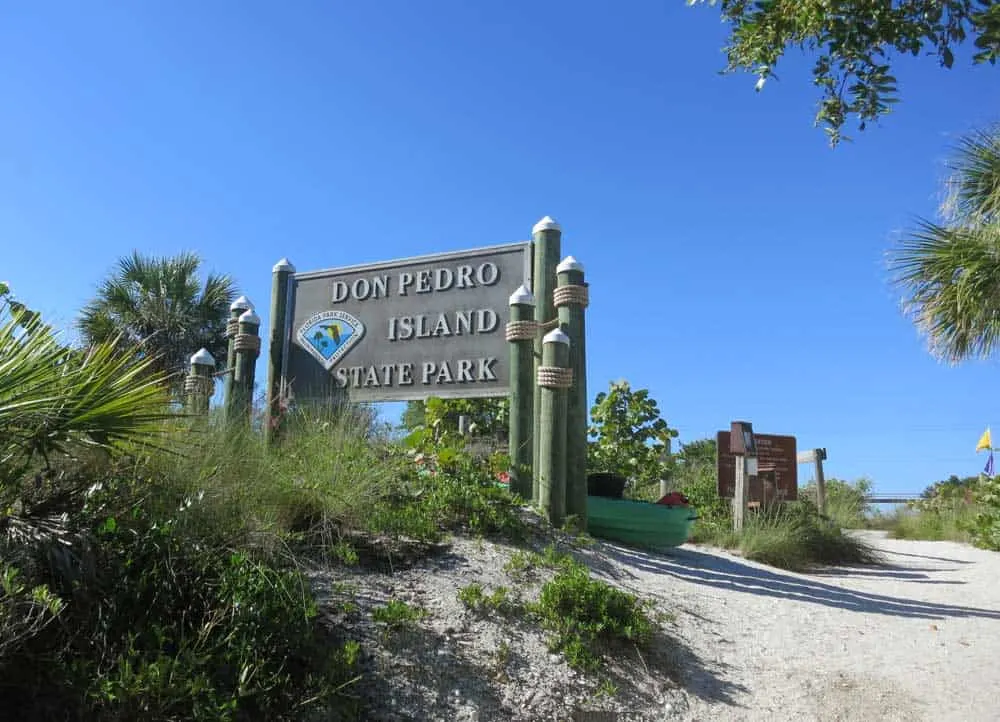 Entrance to Don Pedro Island State Park, reachable only by boat.