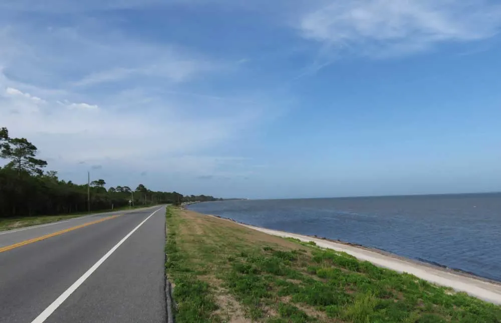 The most scenic section of the Big Bend Scenic Byway is the 40-mile stretch between Bald Point State Park and Apalachicola where the road hugs the coastline. (Photo: Bonnie Gross)