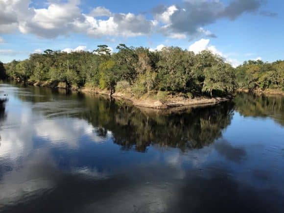 The Withacoochee and Suwannee rivers merge at Suwannee River State Park.