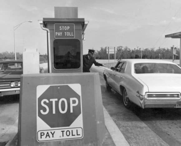 Alligator Alley toll booth (1969: Florida Memory)