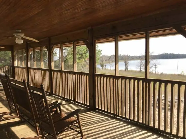 The huge screened porches at the cabins at Lake Louisa State Park in Clermont overlook Dixie Lake. (Photo: Bonnie Gross)