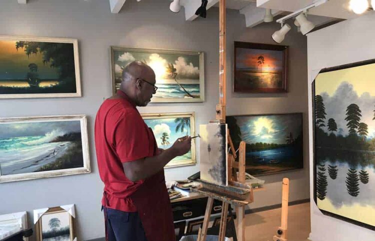 The art of the Florida Highwaymen is featured in this downtown gallery in Vero Beach, owned by the son of a Highwayman painter (Photo: Bonnie Gross)