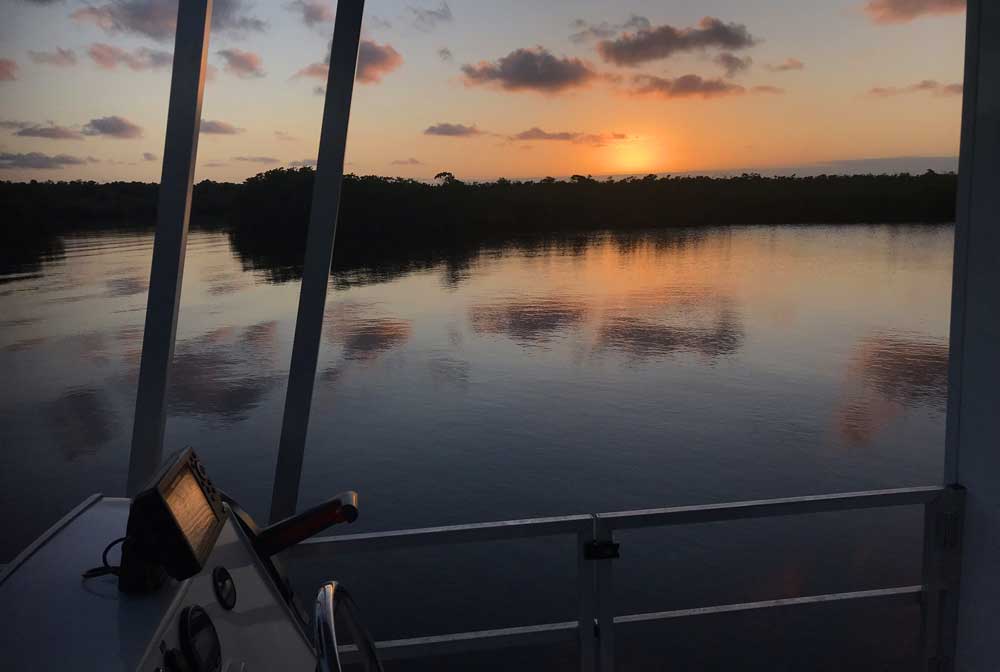 Houseboat rentals Florida: Enjoying the changing light and view was a big part of the pleasure of our houseboat oouting in Everglades National Park (Photo: Bonnie Gross)