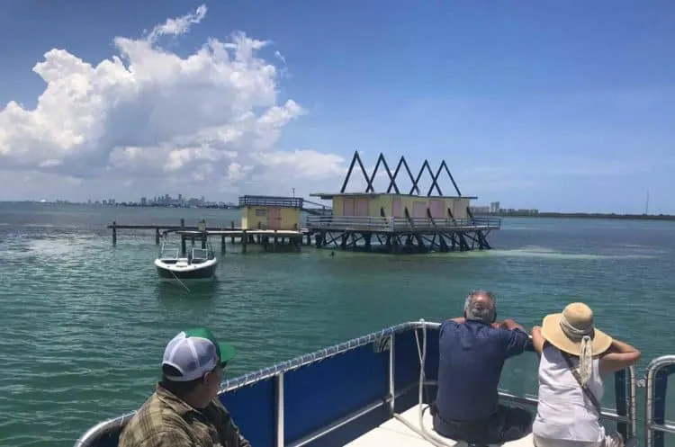 The A Frame House in Stiltsville, Miami: The triangular pieces were salvaged from a Key Biscayne Church. (Photo: Bonnie Gross)