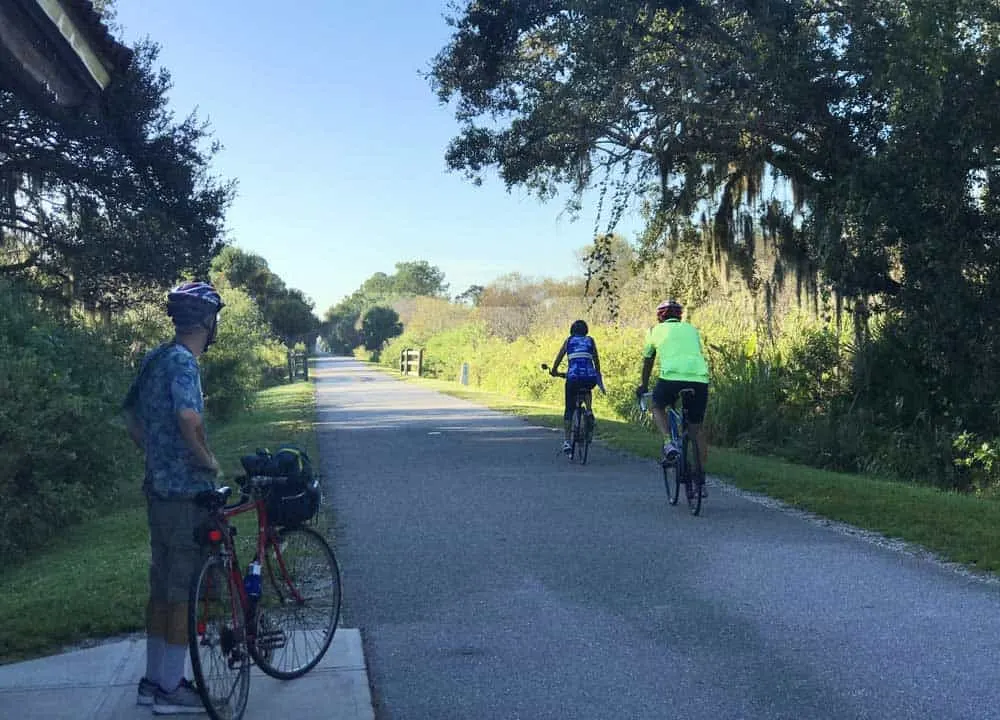 Bicyclists on paved trail.