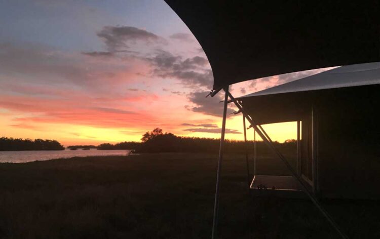 Sunset viewed from the porch of an eco-tent at Flamingo in Everglades National Park. (Photo: Bonnie Gross)