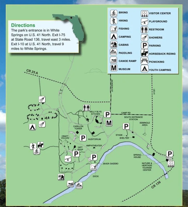 Map of Stephen Foster Cultural Center State Park